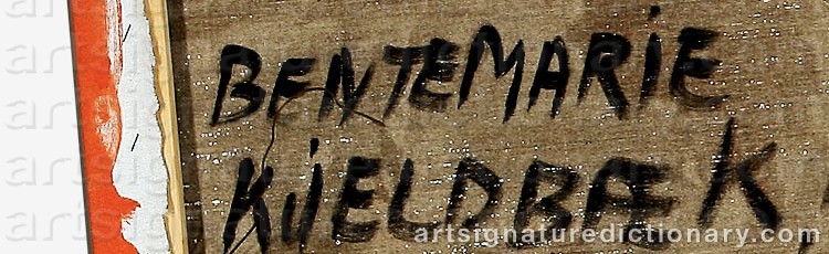 Authentic signature by Bentemarie KJELDBÆK on  artwork