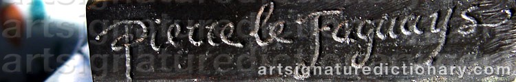 Authentic signature by Pierre Le FAGUAYS on Sculpture artwork
