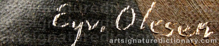 Authentic signature by Eyvind OLESEN on  artwork