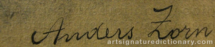 Forged signature of Anders ZORN