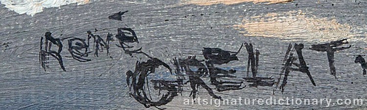 Authentic signature by René GRELAT on Painting/Watercolour artwork