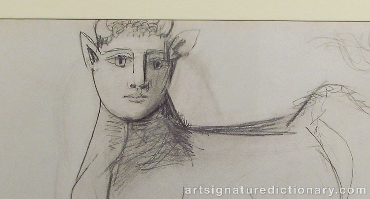 Close-up details showing Pablo PICASSO signature forgery characteristics