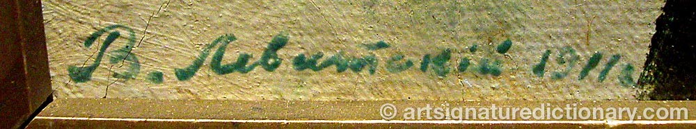 Authentic signature by Vladimir Nikolaevich LEVITSKY on artwork