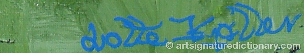 Authentic signature by Lotte KJØLLER on artwork