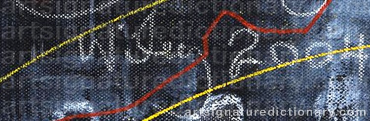 Authentic signature by William T. WILEY on Painting/Watercolour artwork