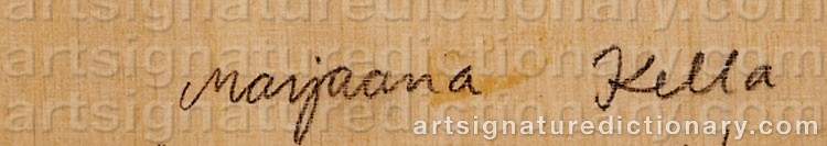 Authentic signature by Marjaana KELLA on  artwork