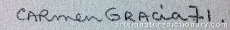 Authentic signature by Carmen GRACIA on  artwork