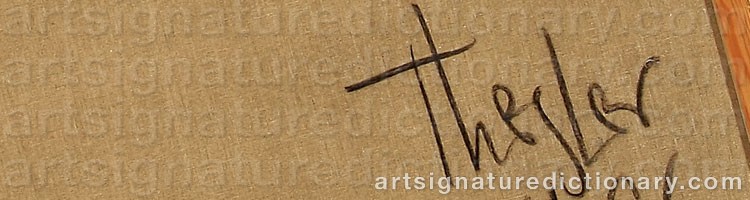 Authentic signature by Jens THEGLER on  artwork