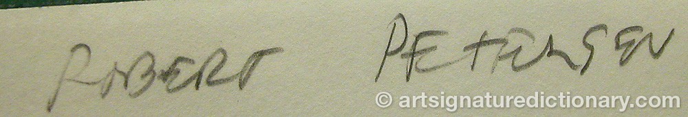 Authentic signature by Robert PETERSEN on  artwork
