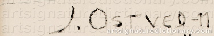 Authentic signature by John OSTVED on Painting/Watercolour artwork