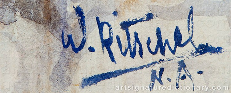 Authentic signature by William (Wilhelm) Frederick RITSCHEL on Painting/Watercolour artwork
