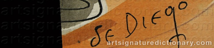 Authentic signature by Julio De DIEGO on  artwork