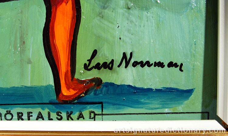 Close-up details showing Lars NORRMAN signature forgery characteristics