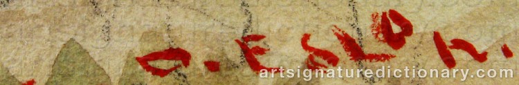 Authentic signature by Osvald ESLON on Painting/Watercolour artwork