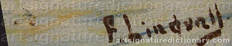 Authentic signature by Fritz LINDVALL on artwork