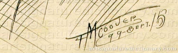 Authentic signature by F. M. COOVER on artwork