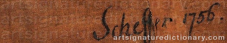 Authentic signature by Johan Henrik SCHEFFEL on Painting/Watercolour artwork
