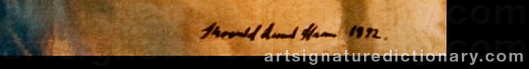 Authentic signature by Thorvald LUND-HANSEN on  artwork