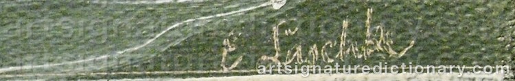 Authentic signature by Edwin Hugo LASCHKE on  artwork