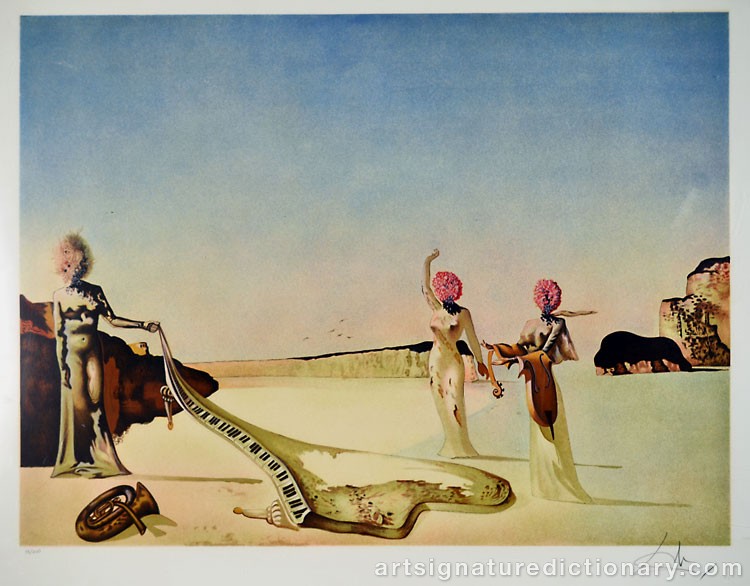 Close-up details showing Salvador DALI signature forgery characteristics