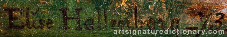Authentic signature by Elise HALLENBORG on  artwork