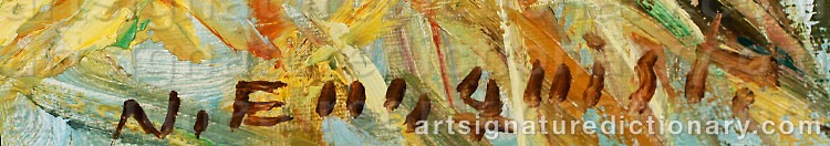 Authentic signature by Nils Edvin ENGQUIST on  artwork