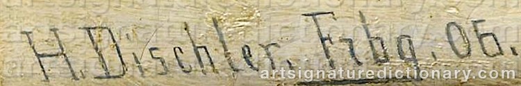 Authentic signature by Hermann DISCHLER on  artwork