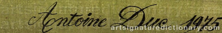 Authentic signature by Antoine DUC on  artwork