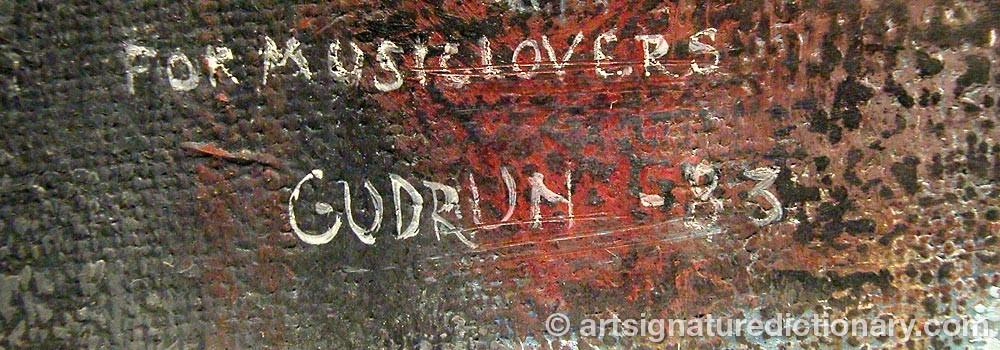 Authentic signature by Gudrun ÅHLBERG on  artwork