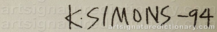 Authentic signature by Kurt SIMONS on artwork