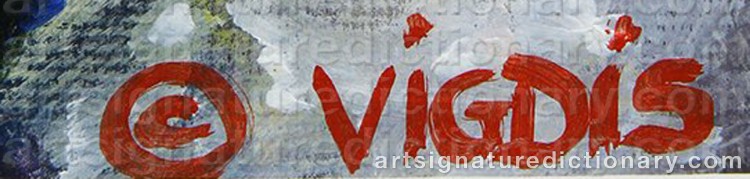 Authentic signature by VIGDIS on Painting/Watercolour artwork