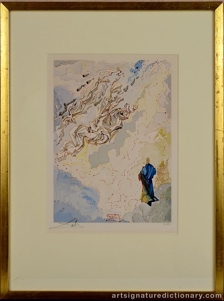 Close-up details showing Salvador DALI signature forgery characteristics