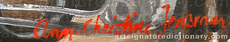 Authentic signature by Ann Christine JENSMAR on  artwork