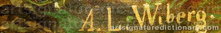 Authentic signature by Axel Leopold WIBERG on  artwork