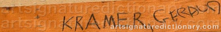 Authentic signature by Gerald KRAMER on  artwork
