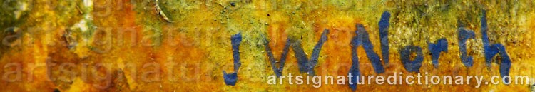 Authentic signature by John William NORTH on  artwork