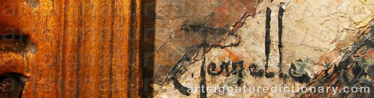 Authentic signature by Ernest Marie PERNELLE on artwork