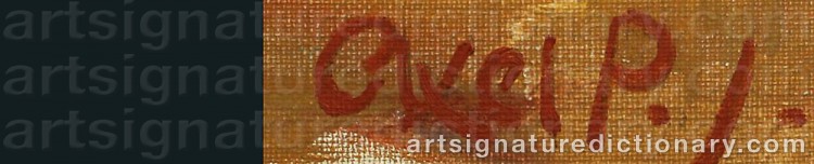 Authentic signature by Axel P. JENSEN on  artwork