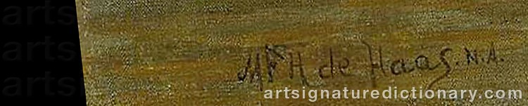 Authentic signature by Mauritz Frederick Hendrick De HAAS on  artwork