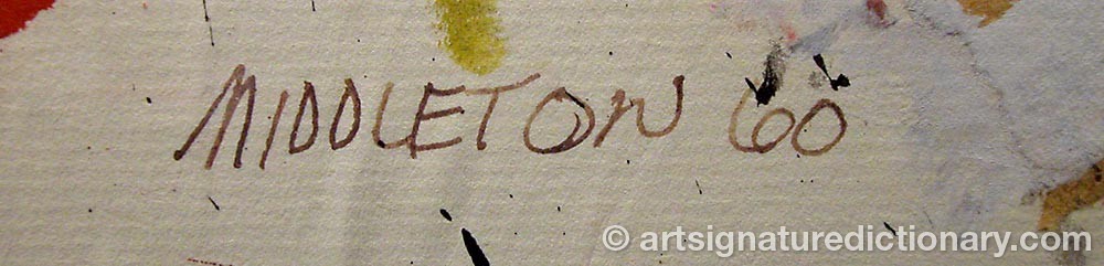 Authentic signature by Sam MIDDLETON on artwork