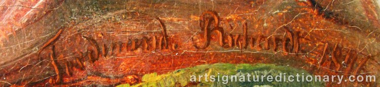 Authentic signature by Ferdinand RICHARDT on Painting/Watercolour artwork