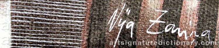 Authentic signature by Vija ZARINA on  artwork