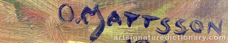 Authentic signature by O. MATTSSON on Painting/Watercolour artwork
