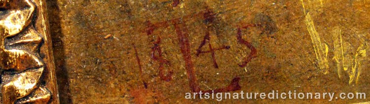 Authentic signature by Johan Thomas LUNDBYE on  artwork