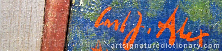 Authentic signature by Carl Josef ‘Carl J Alex’ ALEXANDERSSON on  artwork