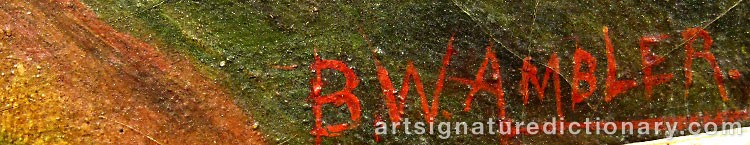 Authentic signature by B. W. AMBLER on  artwork