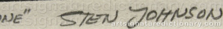 Authentic signature by Sten JOHNSON on  artwork