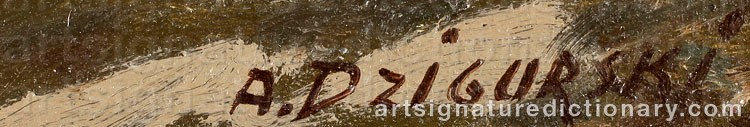 Authentic signature by Alexander DZIGURSKI on Painting/Watercolour artwork