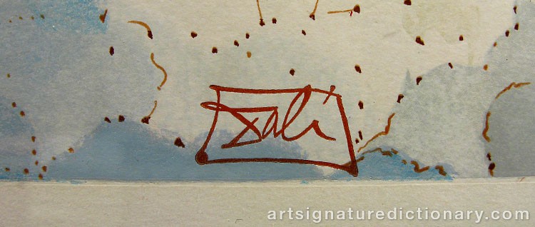 Close-up details showing Salvador DALI signature forgery characteristics