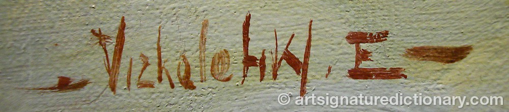 Authentic signature by W. Emerich VIZKELETY on  artwork